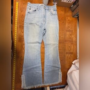 KanCan Boot Cut Flare Stretch Jeans Size 31 Light Medium Frey Slit Hem